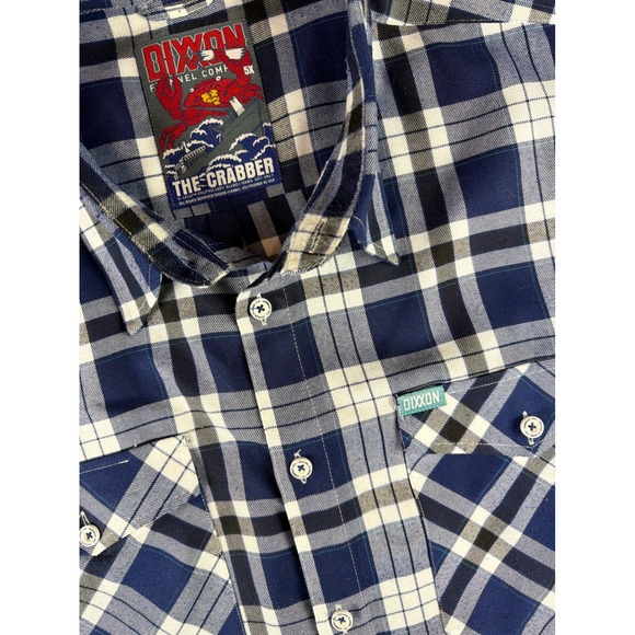 Dixxon Flannel Co The Crabber Mens 5X Navy Blue Plaid D-Tech Button Up Shirt